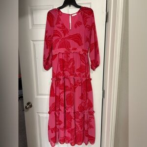 Pink and red full length dress